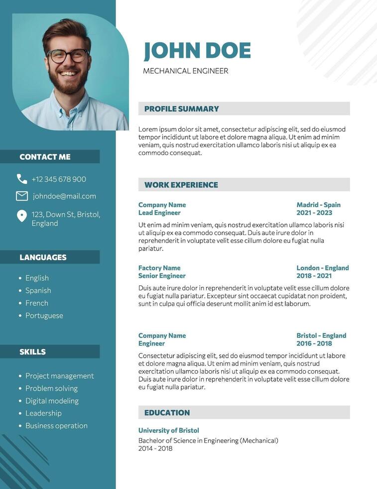 General Engineer Creative Resume Design template