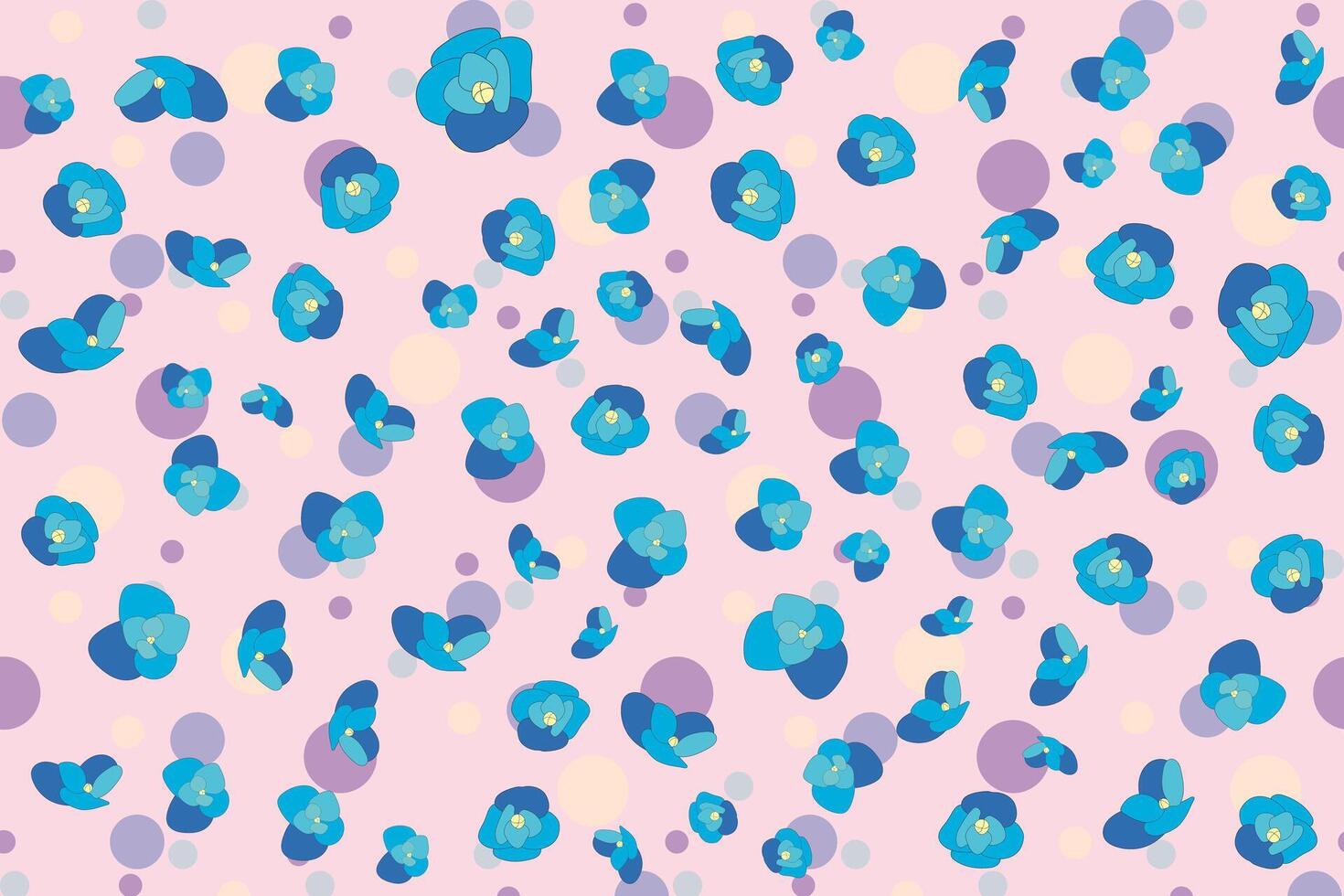 Illustration wallpaper of blue hydrangea flower with circle on soft pink background. vector