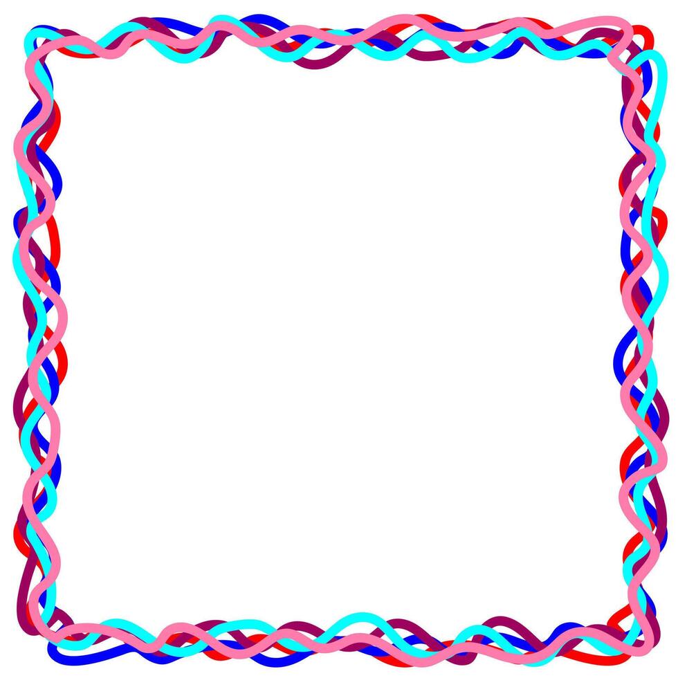 Quadrangular frame in the form of multi-colored wavy lines vector