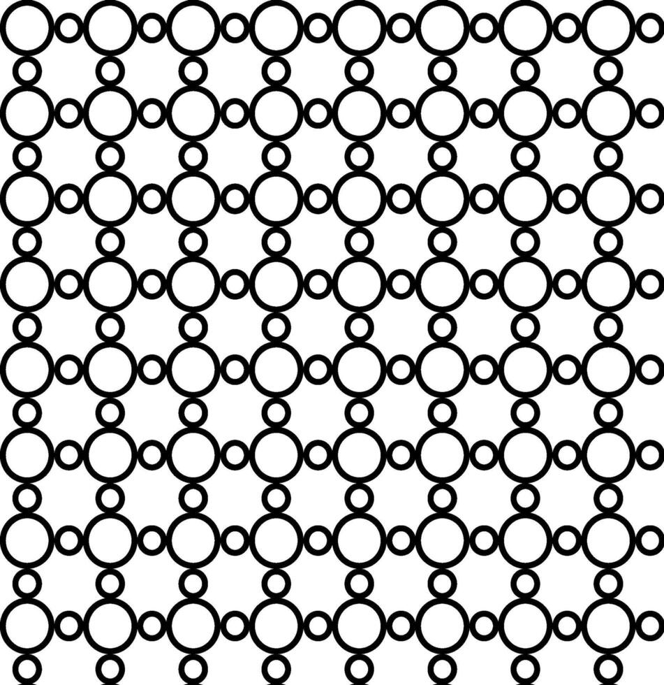 Seamless texture in the form of a black geometric pattern of large and small rings on a white background vector