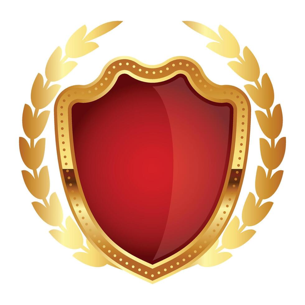 Luxury Golden Red Badge With Laurel Wreath vector