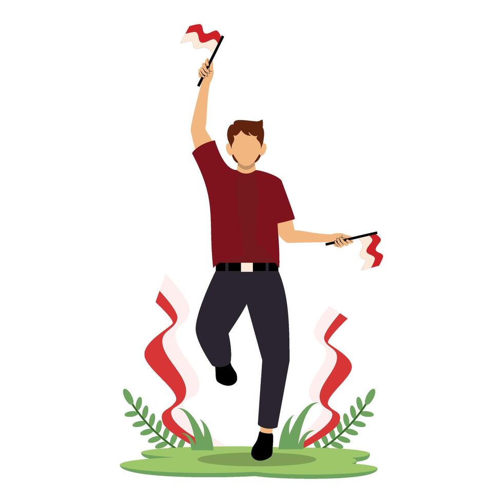 Indonesia Independence Day Character Illustration vector