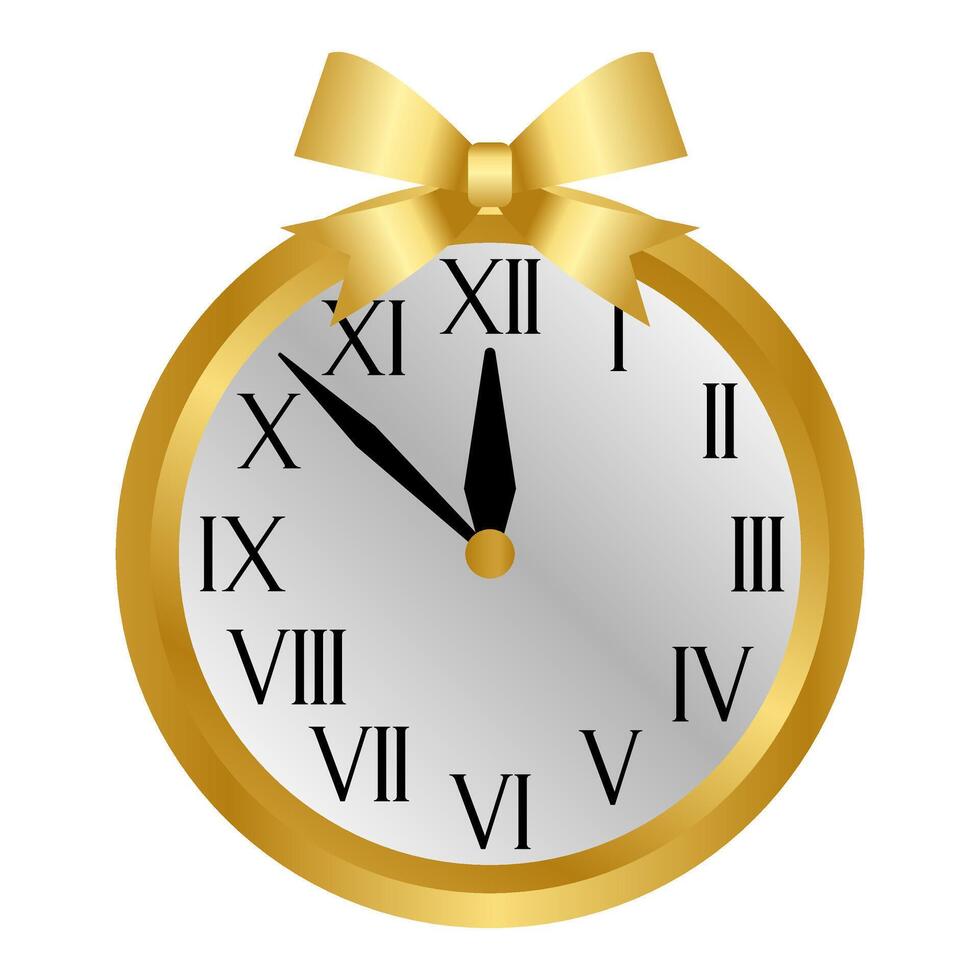 Golden New Year Eve Clock vector