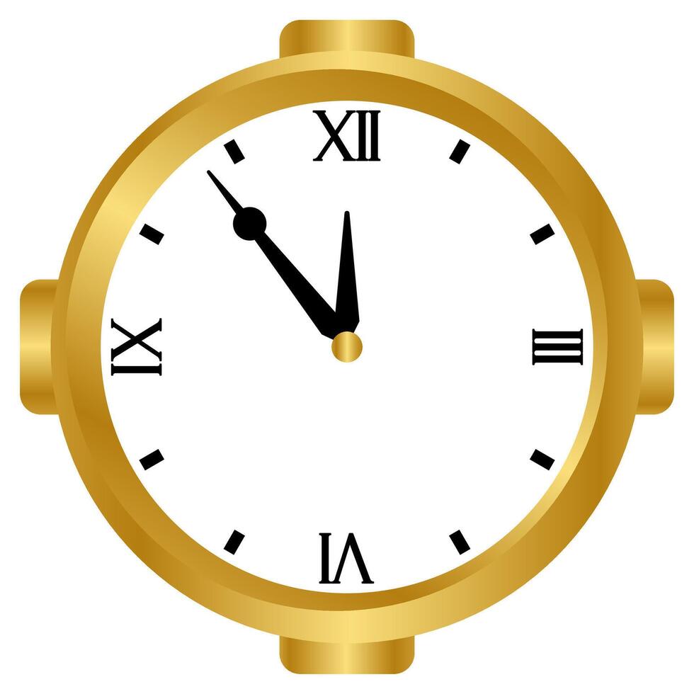 Golden New Year Eve Clock vector