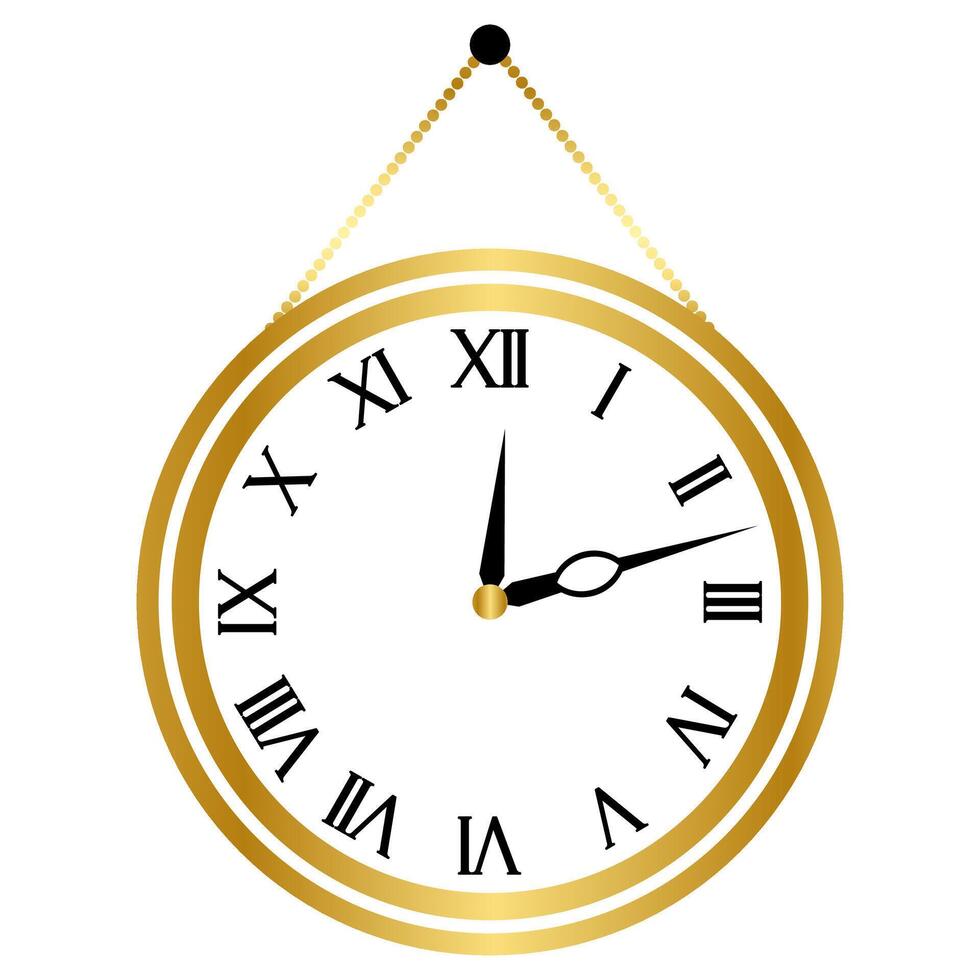 Golden New Year Eve Clock vector