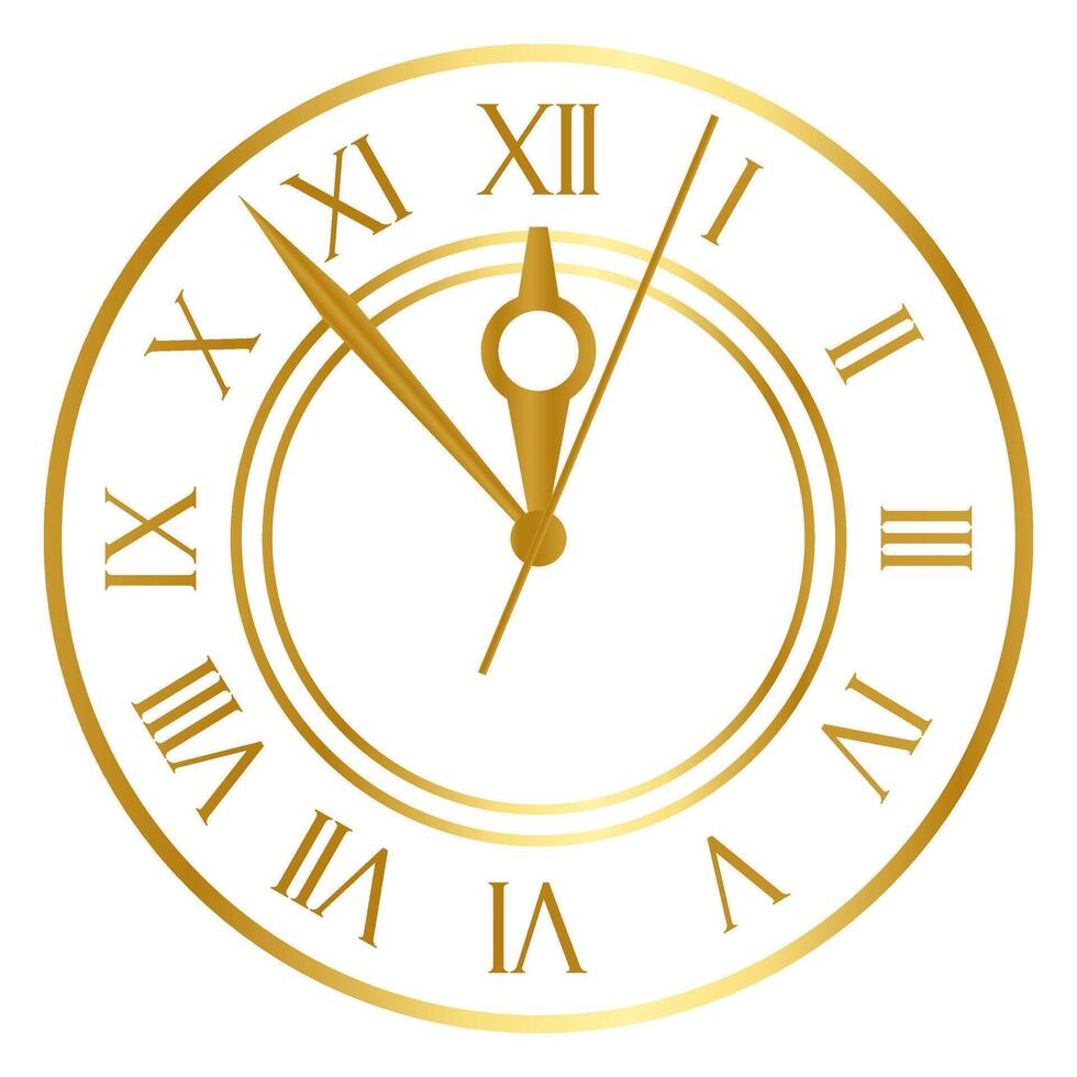 Golden New Year Eve Clock vector