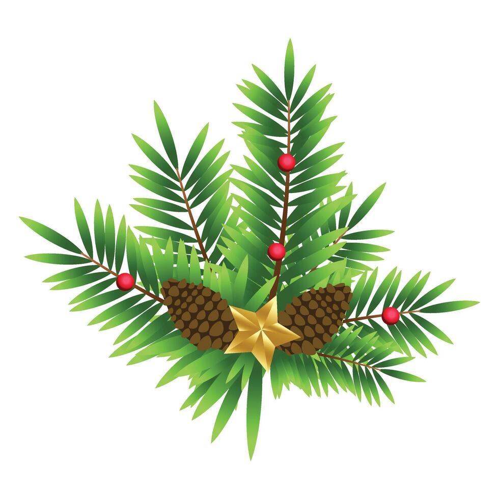 Christmas Fir Branch Decoration vector