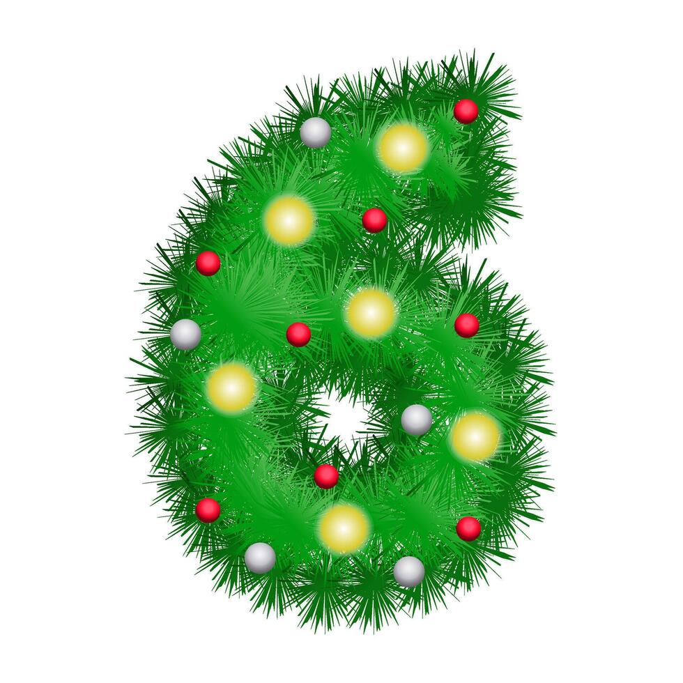 Christmas Wreath Fir Numbers 6 vector