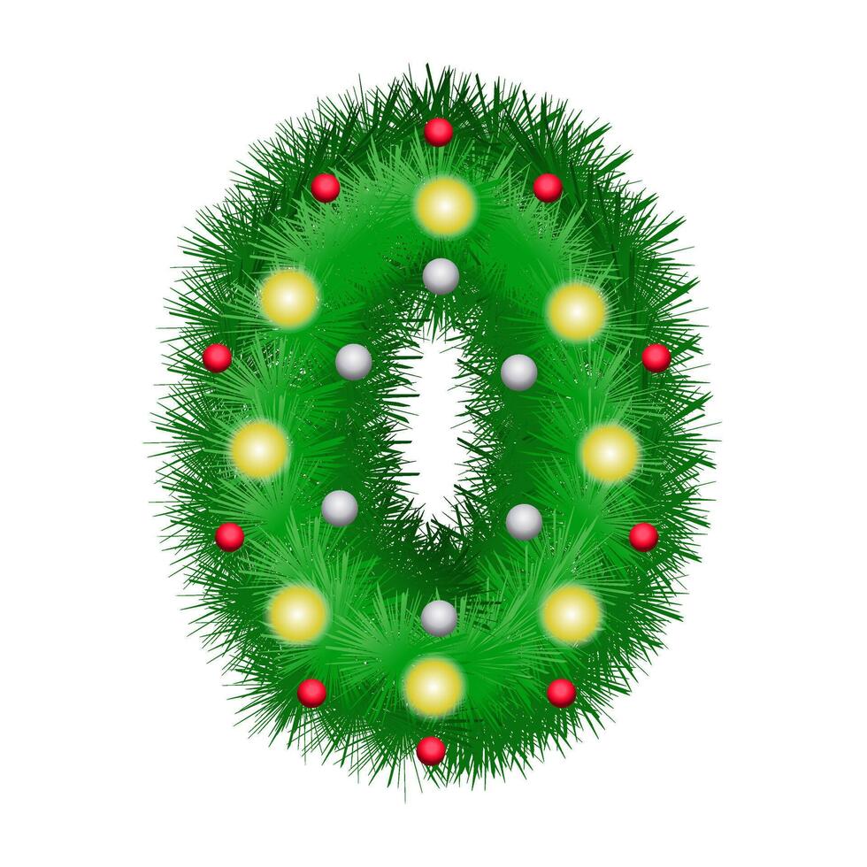 Christmas Wreath Fir Numbers 0 vector