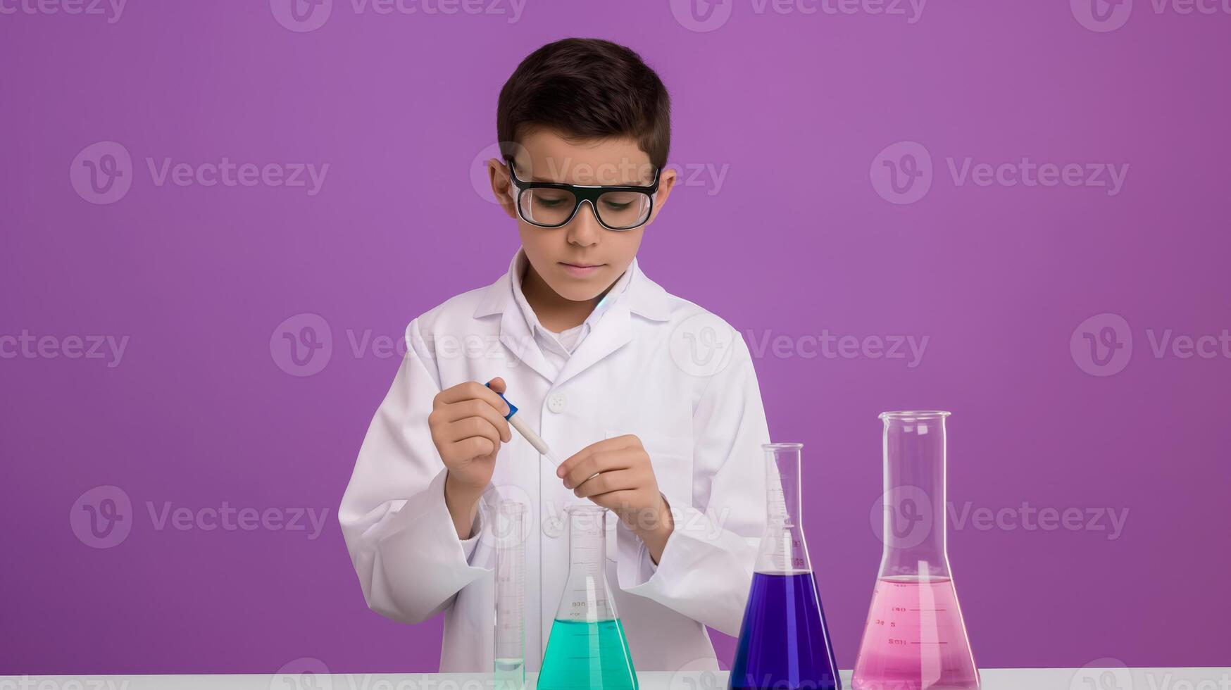 Young scientist experimenting with chemistry photo