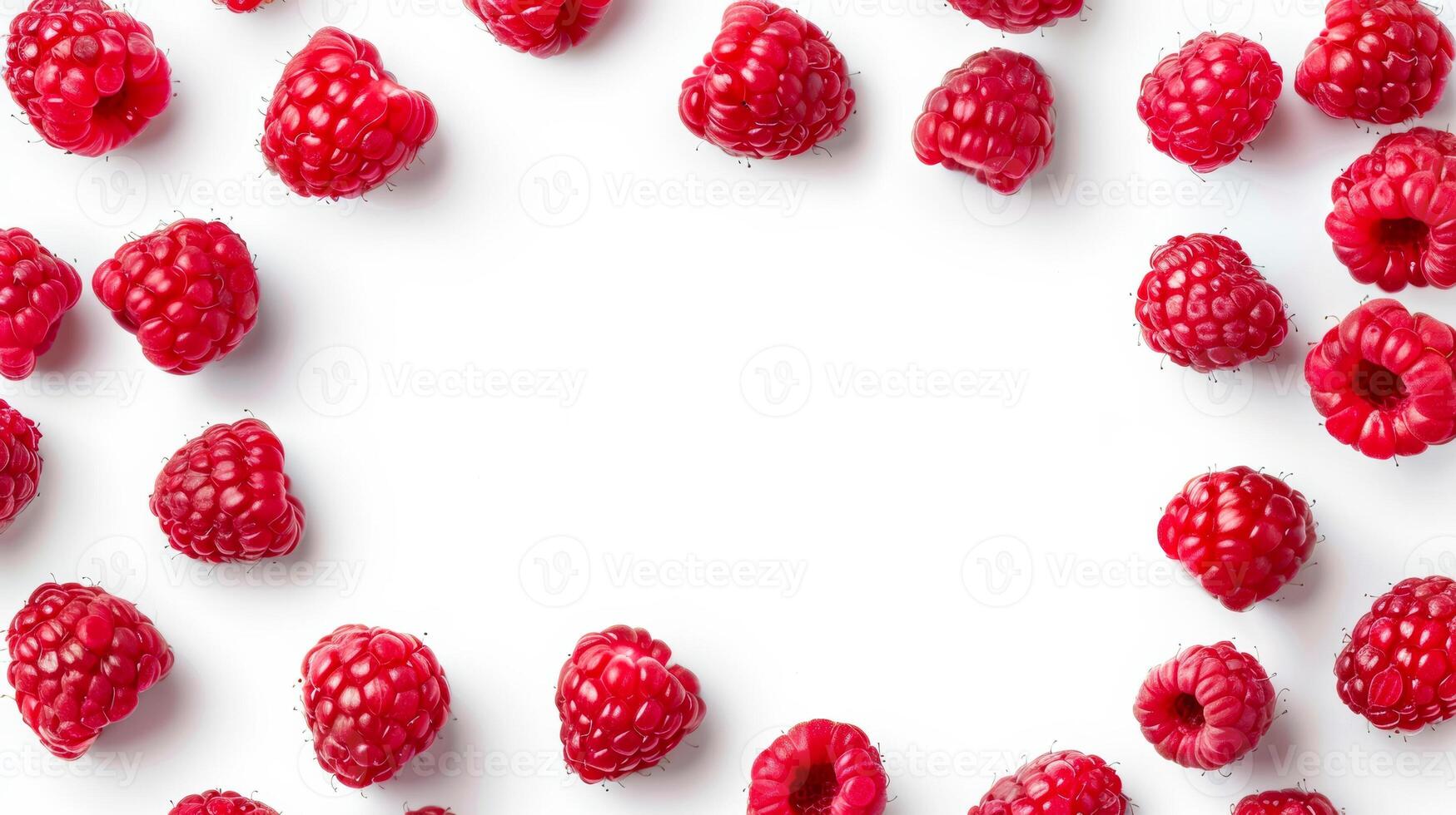 Raspberry frame isolated on white background photo