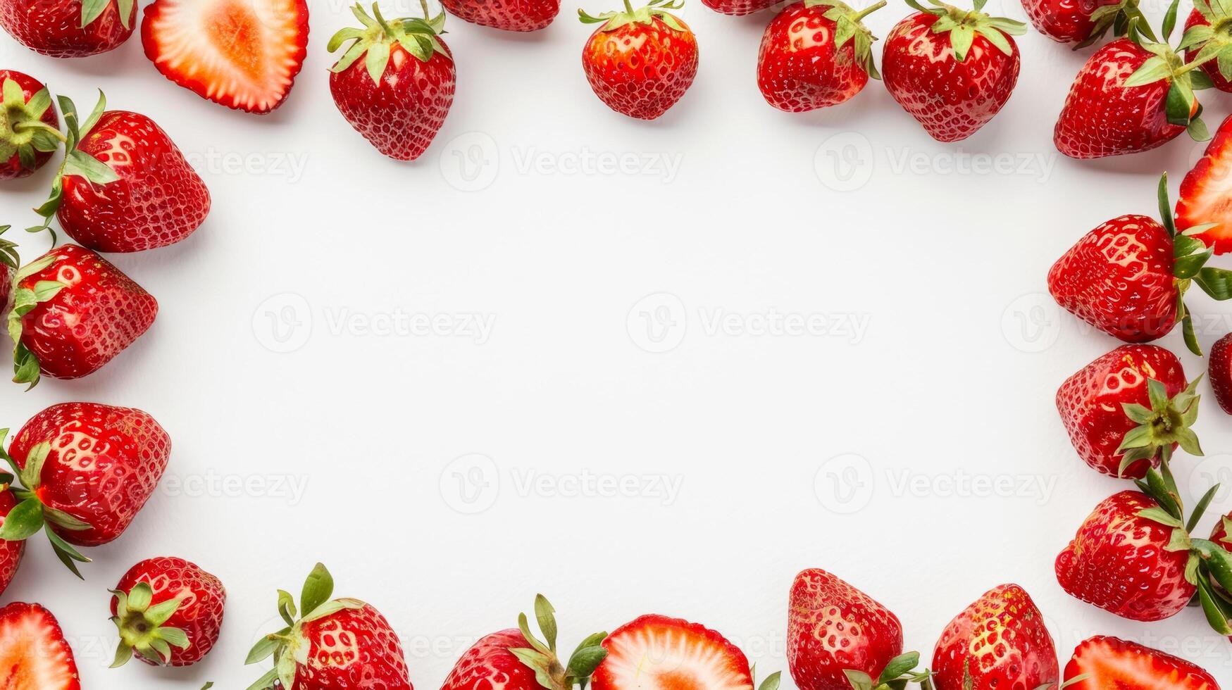 Frame from strawberries on white background photo