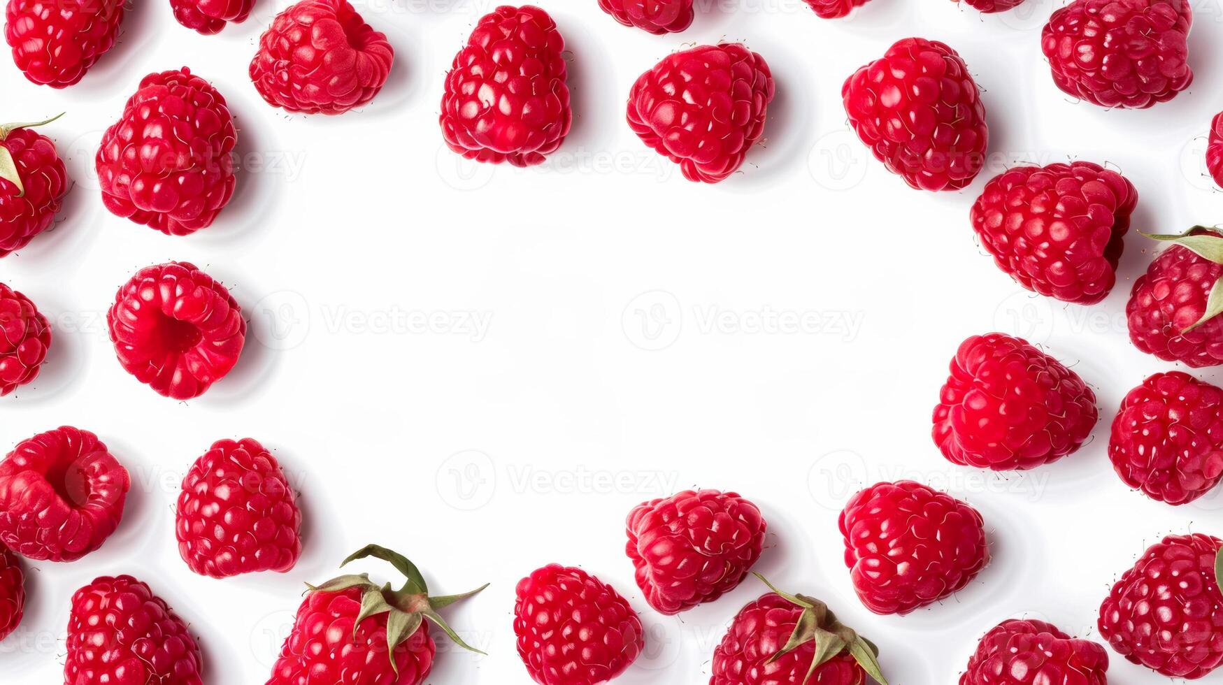 Raspberry frame isolated on white background photo