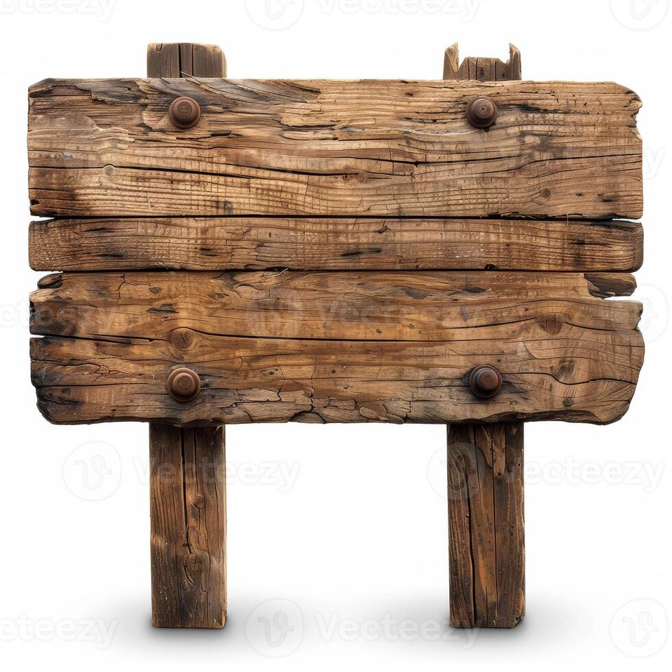 Rustic wooden blank signboard with a textured surface, perfect for summer camp advertisements and outdoor event signage photo