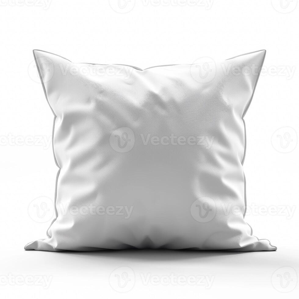 White decorative throw pillow on a white background, perfect for summer patio furniture decor or coastal themed interior design concepts photo