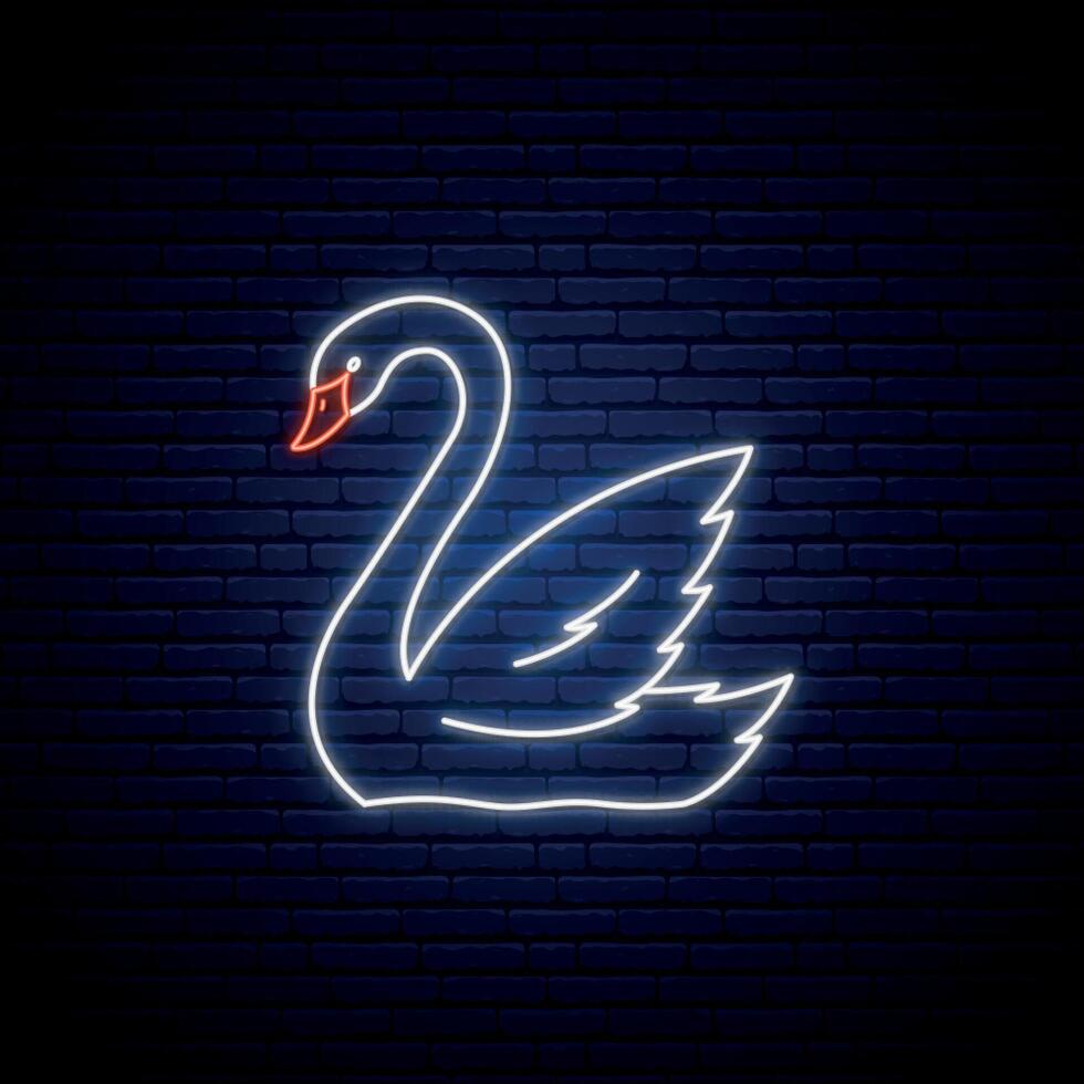 Neon Swan icon. vector