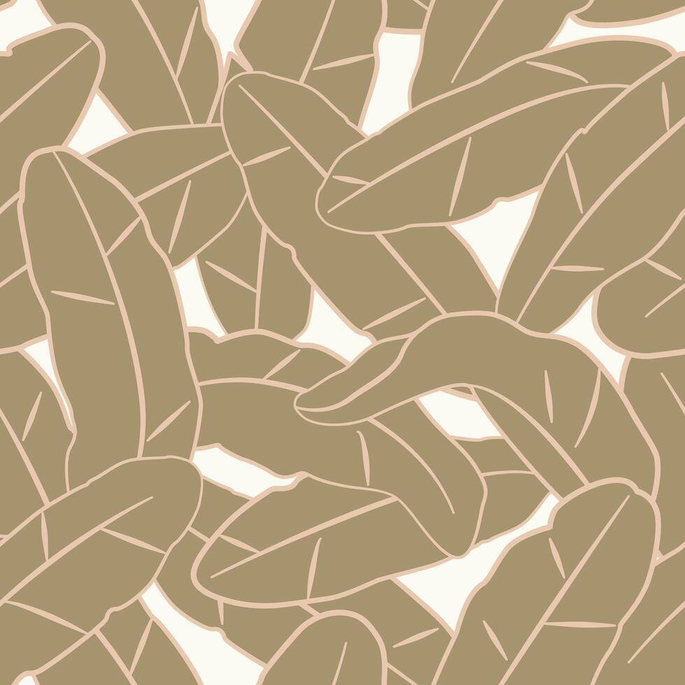 Abstract seamless pattern with leaves on light background. Plant botanical illustration for textile background vector