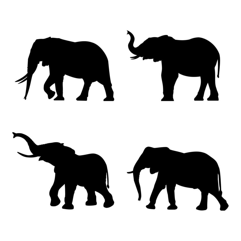 Elephant silhouette illustration. Elephant animal flat design for mascot cartoon. vector