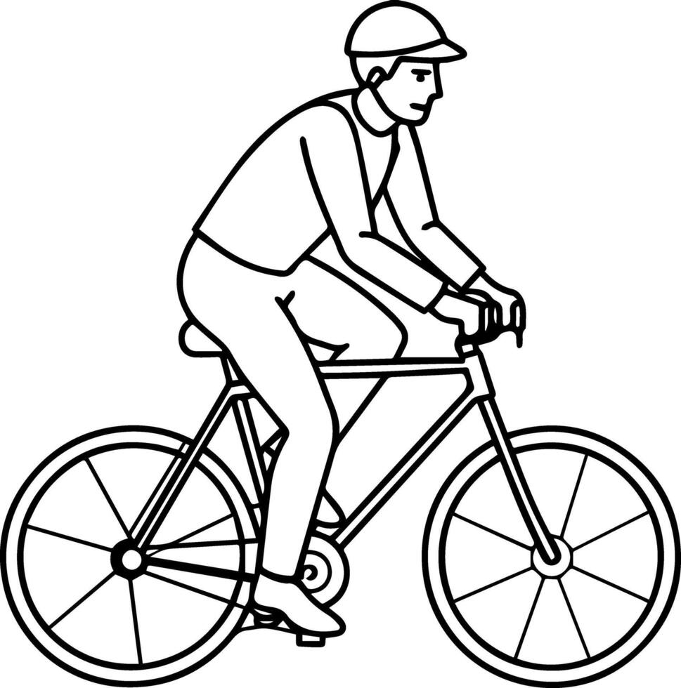 Bicycle riding line art vector