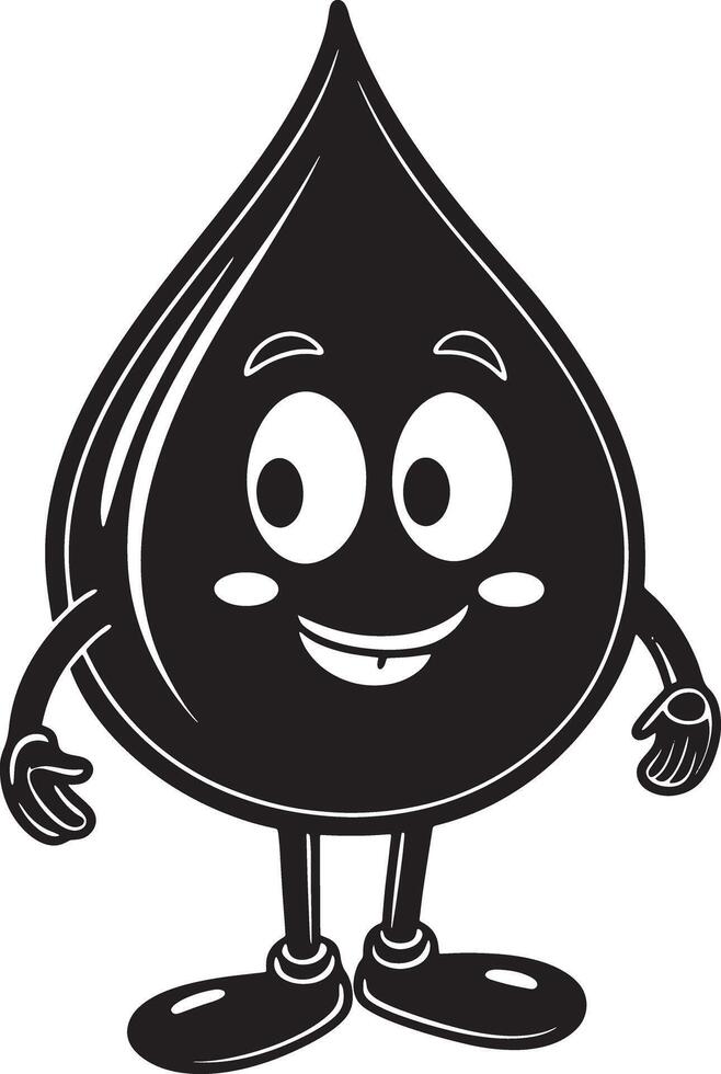 a cartooned water drop with legs for kids on the white background vector