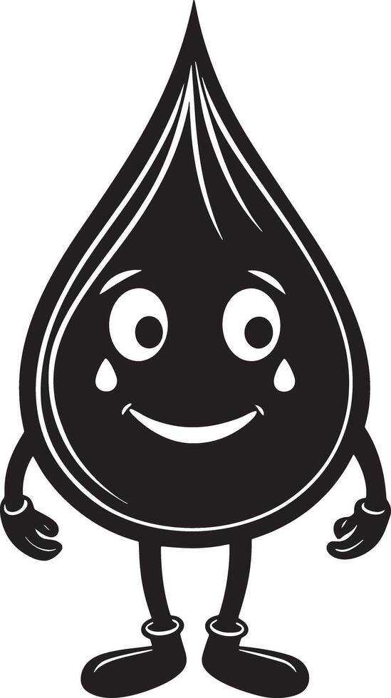 a cartooned water drop with legs for kids on the white background vector