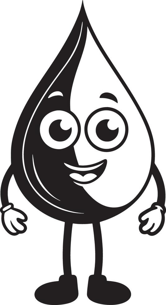 a cartooned water drop with legs for kids on the white background vector