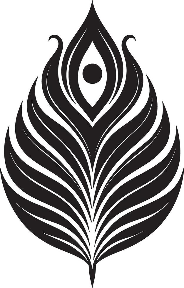 minimalistic black and white peacock feather vector