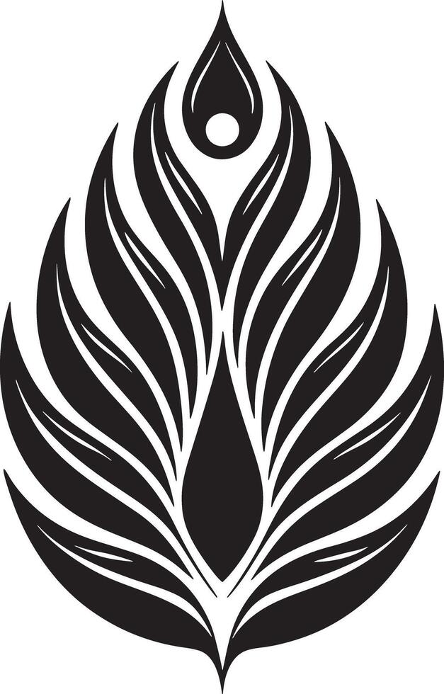 minimalistic black and white peacock feather vector