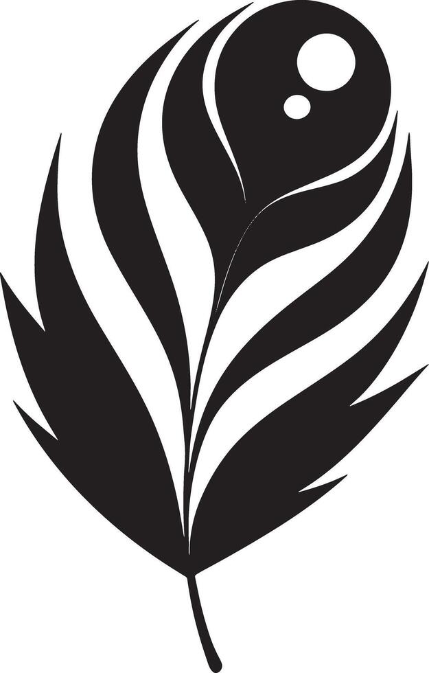 minimalistic black and white peacock feather vector