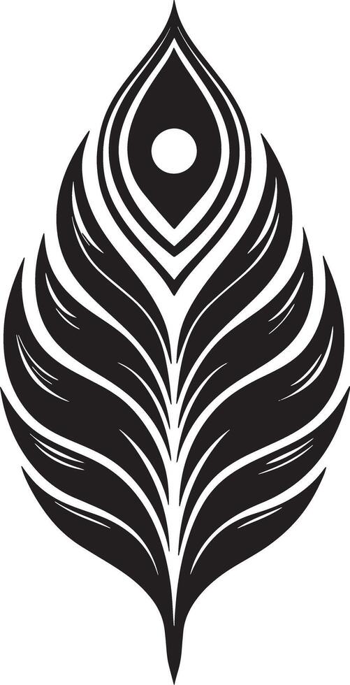 minimalistic black and white peacock feather vector