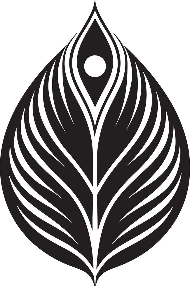 minimalistic black and white peacock feather vector