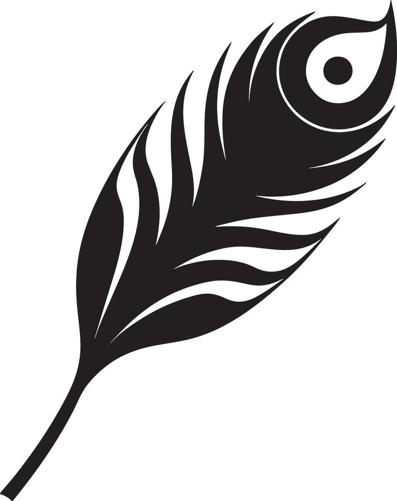 minimalistic black and white peacock feather vector