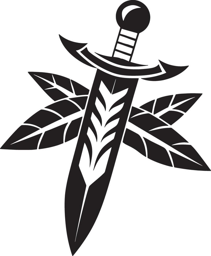 illustration of a dagger silhouette black and white vector