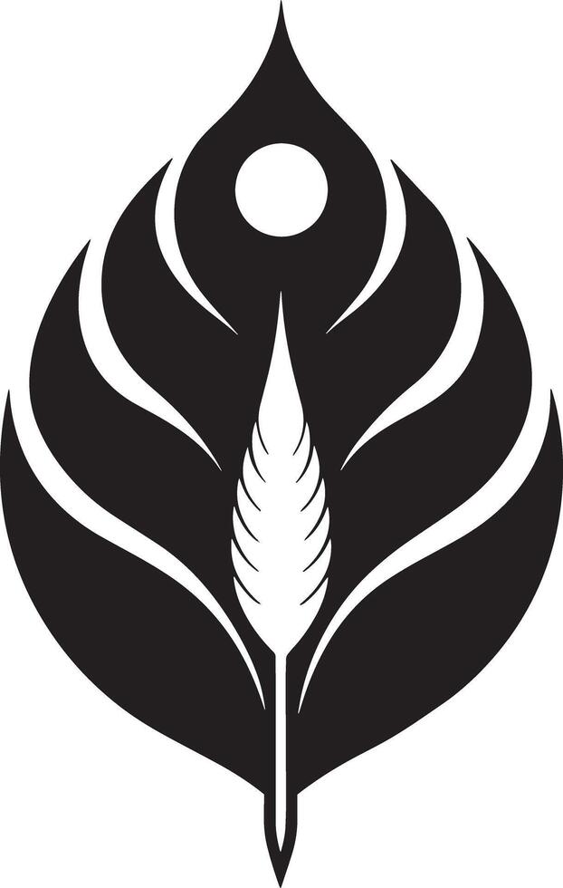 minimalistic black and white peacock feather vector
