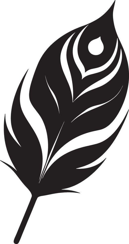 minimalistic black and white peacock feather vector