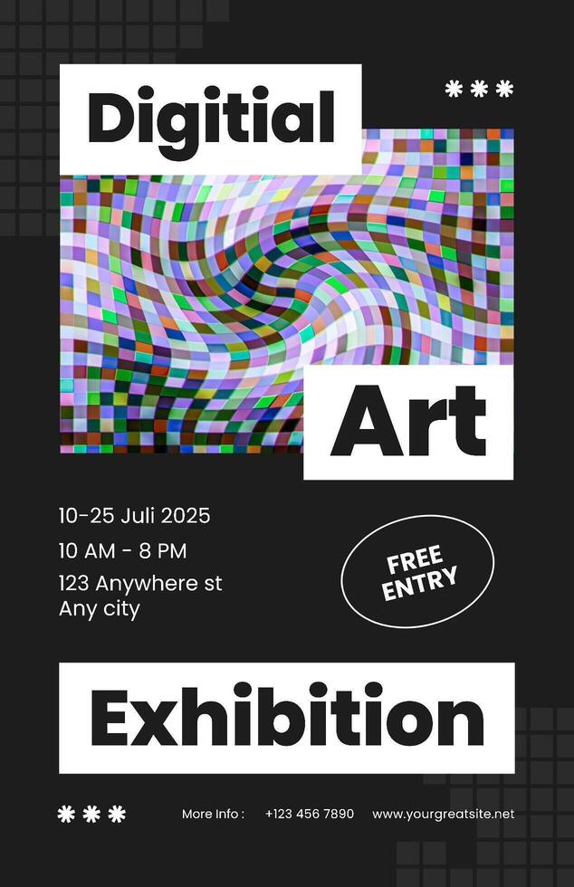 black digital art exhibition poster template