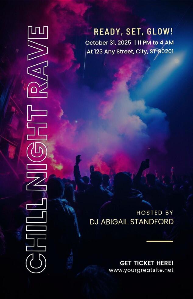 Black White Modern Simple Rave Party Poster template