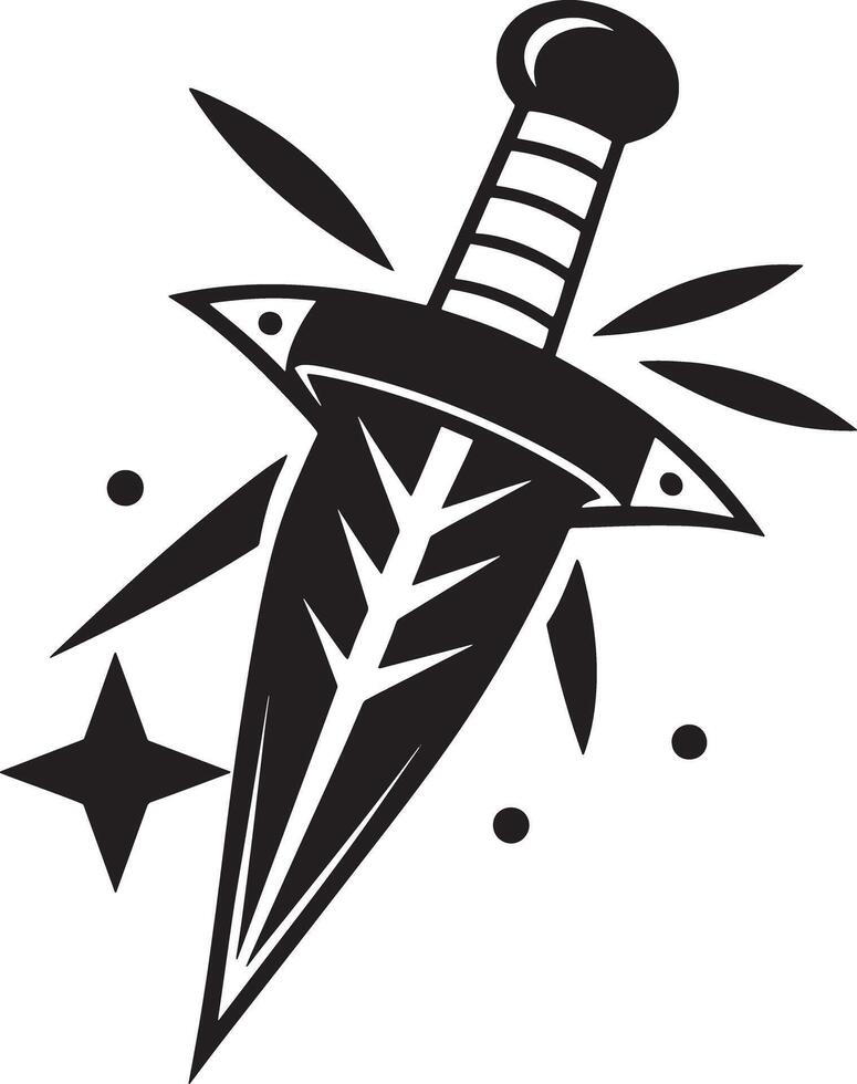 illustration of a dagger silhouette black and white vector