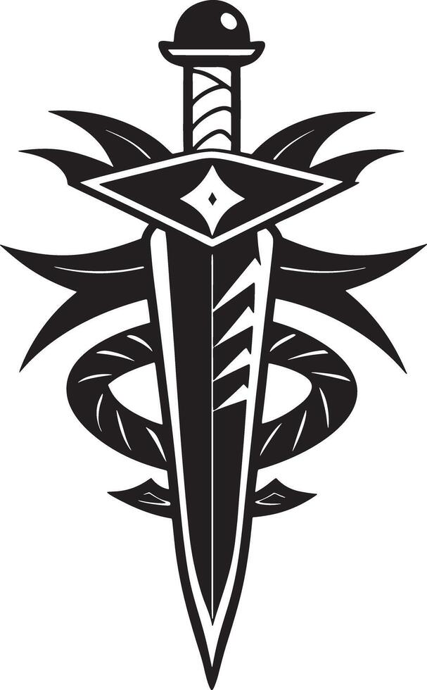 illustration of a dagger silhouette black and white vector