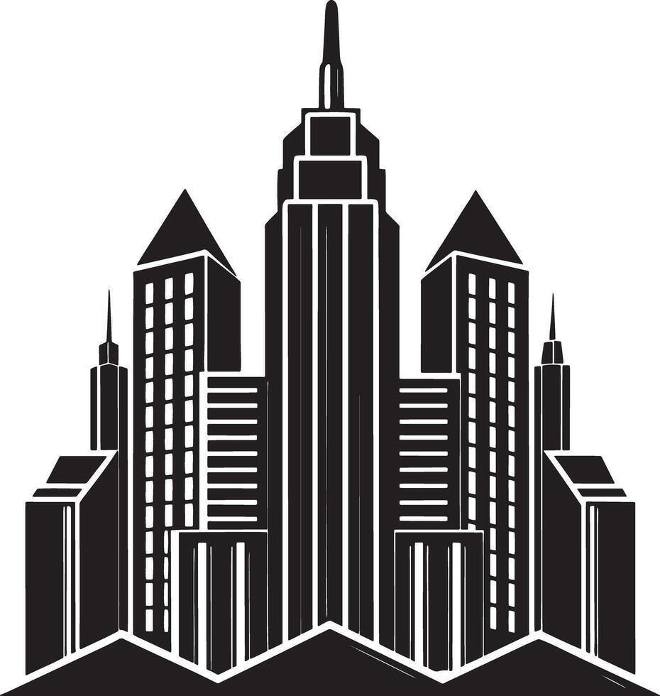 city skyline silhouette illustration black and white vector