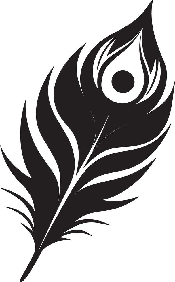 minimalistic black and white peacock feather vector
