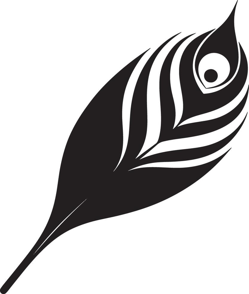 minimalistic black and white peacock feather vector