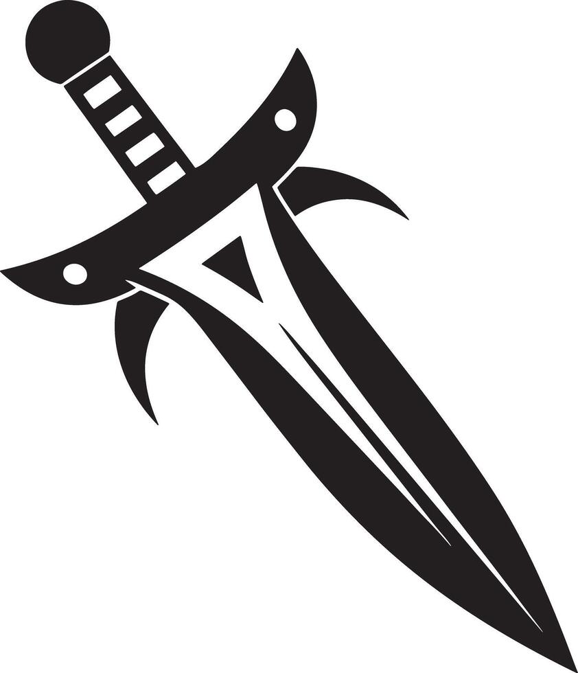 illustration of a dagger silhouette black and white vector