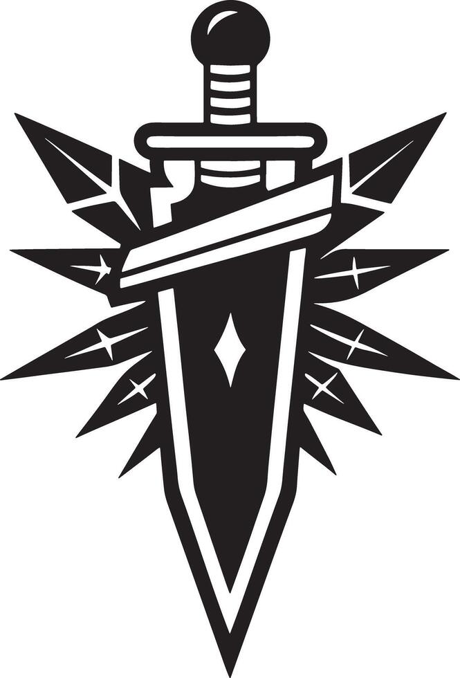 illustration of a dagger silhouette black and white vector