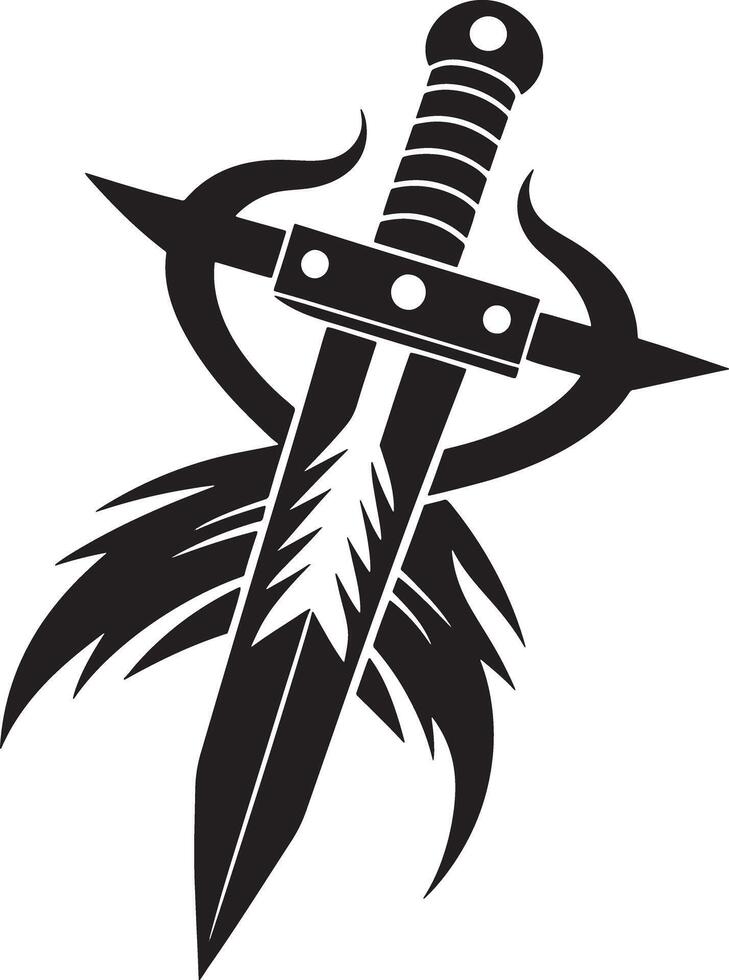 illustration of a dagger silhouette black and white vector