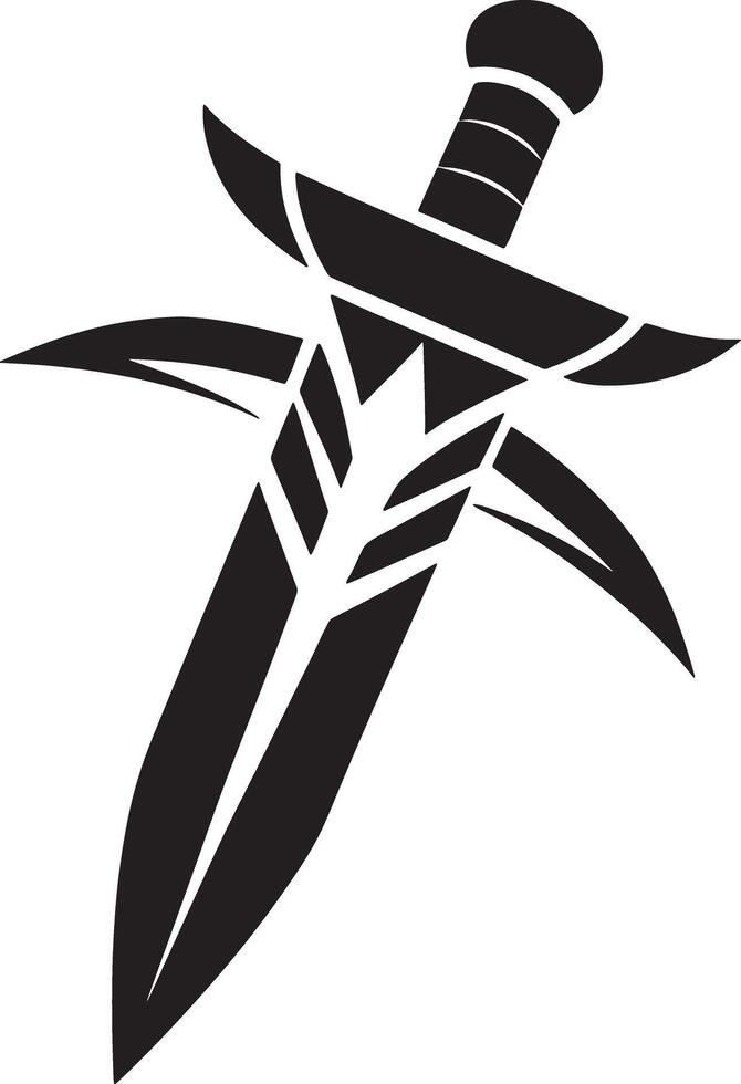 illustration of a dagger silhouette black and white vector