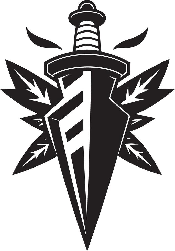 illustration of a dagger silhouette black and white vector