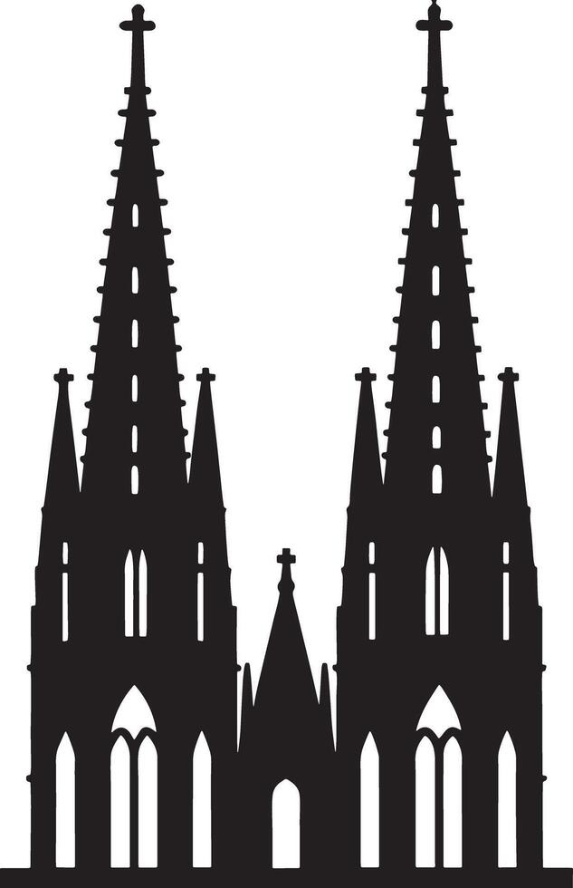 saint cathedral city illustration black and white vector