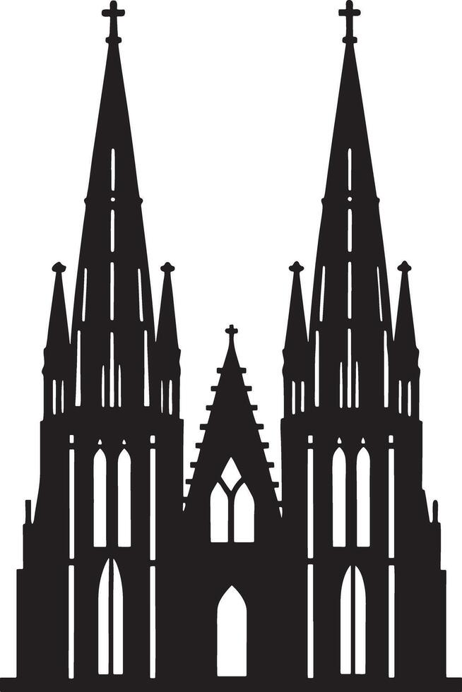 saint cathedral city illustration black and white vector