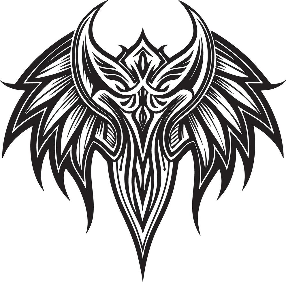 wings tattoo illustration black and white vector
